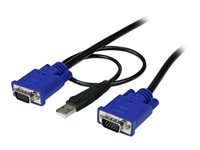 StarTech.com 6 ft Ultra-Thin USB 2-in-1 KVM Cable - Keyboard / video / mouse / USB cable - USB, HD-15 (VGA) (M) to HD-15 (VGA) (M) - 6 ft - black - SVECONUS6 - tangentbords-/video-/mus-/USB-kabel - 1.83 m SVECONUS6