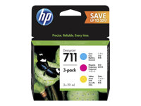 HP 711 - 3-pack - gul, cyan, magenta - original - DesignJet - bläckpatron P2V32A