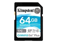 Kingston Canvas Go! Plus - flash-minneskort - 64 GB - SDXC UHS-I SDG3/64GB