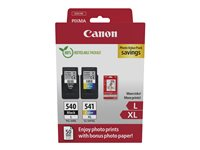 Canon PG-540L/CL-541XL Photo Value Pack - 2-pack - Lång livslängd - svart, färg (cyan, magenta, gul) - original - blank - bläckbehållare / papperspaket 5224B012