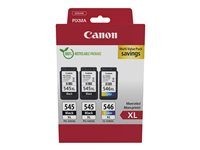 Canon PG-545XL x2 /CL-546XL Multi Pack - 3-pack - Lång livslängd - svart, färg (cyan, magenta, gul) - original - bläckpatron 8286B013