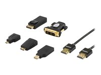 DELTACO HDMI-251 - HDMI-kabelkit med Ethernet - DisplayPort / HDMI / DVI - 2 m HDMI-251