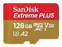 SanDisk Extreme PLUS - flash-minneskort - 128 GB - mikroSDXC UHS-I SDSQXBD-128G-GN6MA