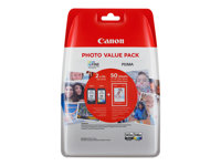 Canon PG-545 XL/CL-546XL Photo Value Pack - 2-pack - Lång livslängd - svart, färg (cyan, magenta, gul) - original - 50 ark - 100 x 150 mm - bläckpatron/papperssats 8286B006