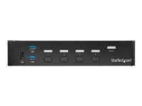 StarTech.com DisplayPort KVM-switch med 4 portar - USB 3.0 - 4K 30 Hz - omkopplare för tangentbord/video/mus/USB - 4 portar - rackmonterbar SV431DPU3A2