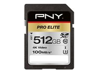 PNY PRO Elite - flash-minneskort - 512 GB - SDXC UHS-I P-SD512U3100PRO-GE