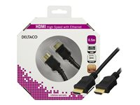 DELTACO HDMI-1005-K - HDMI-kabel med Ethernet - 50 cm HDMI-1005-K