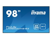 iiyama ProLite LH9852UHS-B3 98" Klass (97.5" visbar) LED-bakgrundsbelyst LCD-skärm - 4K - för digital skyltning LH9852UHS-B3