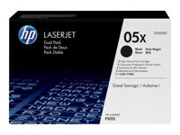 HP 05X - 2-pack - Lång livslängd - svart - original - LaserJet - tonerkassett (CE505XD) - för LaserJet P2035, P2035n, P2055, P2055d, P2055dn, P2055x CE505XD