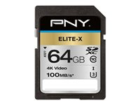 PNY Elite-X - flash-minneskort - 64 GB - SDXC UHS-I P-SD64GU3100EX-GE