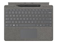 Microsoft Surface Pro Signature Keyboard - tangentbord - med pekplatta, accelerometer, Förvarings- och laddningsfack för Surface Slim Pen 2 - Nordisk - platina - med Slim Pen 2 8X8-00069