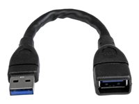 StarTech.com USB 3.0 A-till-A förlängningskabel – 15 cm, svart - USB-förlängningskabel - USB typ A till USB typ A - 15.2 cm USB3EXT6INBK