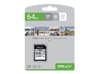 PNY Elite - flash-minneskort - 64 GB - SDXC UHS-I P-SD64GU1100EL-GE