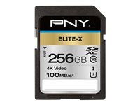 PNY Elite-X - flash-minneskort - 256 GB - SDXC UHS-I P-SD256U3100EX-GE