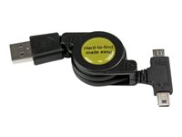 StarTech.com 2.5 ft Retractable USB Combo Cable - USB to Micro USB and Mini USB M/M - 2 in 1 USB to Mini & Micro USB - Data & Charge Cable (USBRETAUBMB) - USB-kabel - 76.2 cm USBRETAUBMB