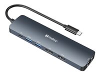 Sandberg - dockningsstation - USB-C - HDMI, DP - 100Mb LAN 136-43