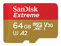 SanDisk Extreme - flash-minneskort - 64 GB - mikroSDXC UHS-I SDSQXAH-064G-GN6MA