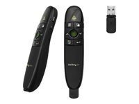 StarTech.com Wireless Presentation Remote with Green Laser Pointer - 90 ft. (27 m) - USB Presentation Clicker for Mac and Windows (PRESREMOTEG) presentationsfjärrkontroll - svart PRESREMOTEG