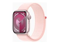 Apple Watch Series 9 (GPS) - rosa aluminium - smart klocka med sportögla - ljusrosa - 64 GB MR953KS/A