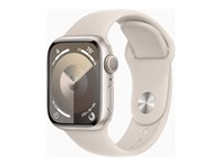 Apple Watch Series 9 (GPS) - stjärnljusaluminium - smart klocka med sportband - starlight - 64 GB MR8U3KS/A