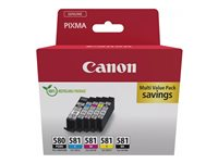 Canon PGI-580/CLI-581 PGBK/C/M/Y/BK Multi Pack - 5-pack - svart, gul, cyan, magenta, svartfärgad - original - bläcktank 2078C007