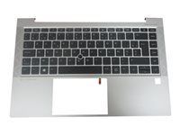 HP - ersättningstangentbord för bärbar dator - med pekpinne, ClickPad - AZERTY - belgisk - med övre skydd M36312-A41