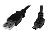 StarTech.com 1m Mini USB Cable Cord - A to Up Angle Mini B - Up Angled Mini USB Cable - 1x USB A (M), 1x USB Mini B (M) - Black (USBAMB1MU) - USB-kabel - USB till mini-USB typ B - 1 m USBAMB1MU
