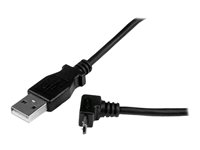 StarTech.com 2m Micro USB Cable Cord - A to Up Angle Micro B - Up Angled Micro USB Cable - 1x USB A (M), 1x USB Micro B (M) - Black (USBAUB2MU) - USB-kabel - mikro-USB typ B till USB - 2 m USBAUB2MU