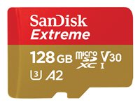 SanDisk Extreme - flash-minneskort - 128 GB - mikroSDXC UHS-I SDSQXAA-128G-GN6GN