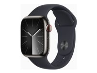 Apple Watch Series 9 (GPS + Cellular) - grafit rostfritt stål - smart klocka med sportband - midnatt - 64 GB MRJ93KS/A