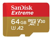 SanDisk Extreme - flash-minneskort - 64 GB - mikroSDXC UHS-I SDSQXAH-064G-GN6GN