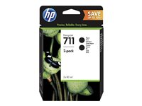 HP 711 - 2-pack - hög kapacitet - svart - original - DesignJet - bläckpatron P2V31A