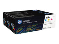 HP 305A - 3-pack - gul, cyan, magenta - original - LaserJet - tonerkassett (CF370AM) - för LaserJet Pro 300 M351, 400 M451, MFP M375, MFP M475 CF370AM