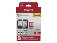 Canon PG-545XL/CL-546XL Photo Paper Value Pack - 2-pack - Lång livslängd - svart, färg (cyan, magenta, gul) - original - bläckpatron/papperssats 8286B011