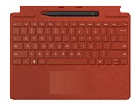 Microsoft Surface Pro Signature Keyboard - tangentbord - med pekplatta, accelerometer, Förvarings- och laddningsfack för Surface Slim Pen 2 - QWERTY - internationell engelska - vallmoröd - med Slim Pen 2 Inmatningsenhet 8X8-00027