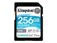 Kingston Canvas Go! Plus - flash-minneskort - 256 GB - SDXC UHS-I SDG3/256GB