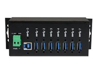 StarTech.com USB 3.0-hubb med 7 portar - Industriell USB-A-hubb i metall med ESD-skydd och 350 W överspänningsskydd - Monterbar på DIN-skena, vägg eller skrivbord - TAA-kompatibel USB-expansionshubb - hubb - 7 portar ST7300USBME